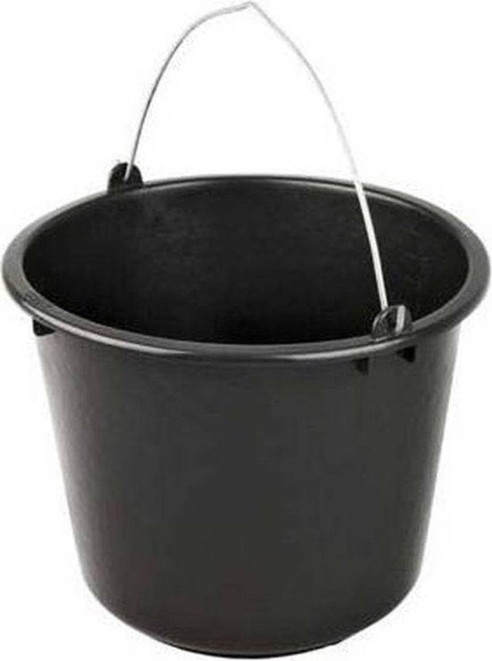 Baueimer 12L schwarz – Mörteleimer aus Kunststoff mit Griff, Stabiler Wassereimer, Zementeimer, Maurerkübel und Putzeimer für Baustelle, Garten & Heimwerken