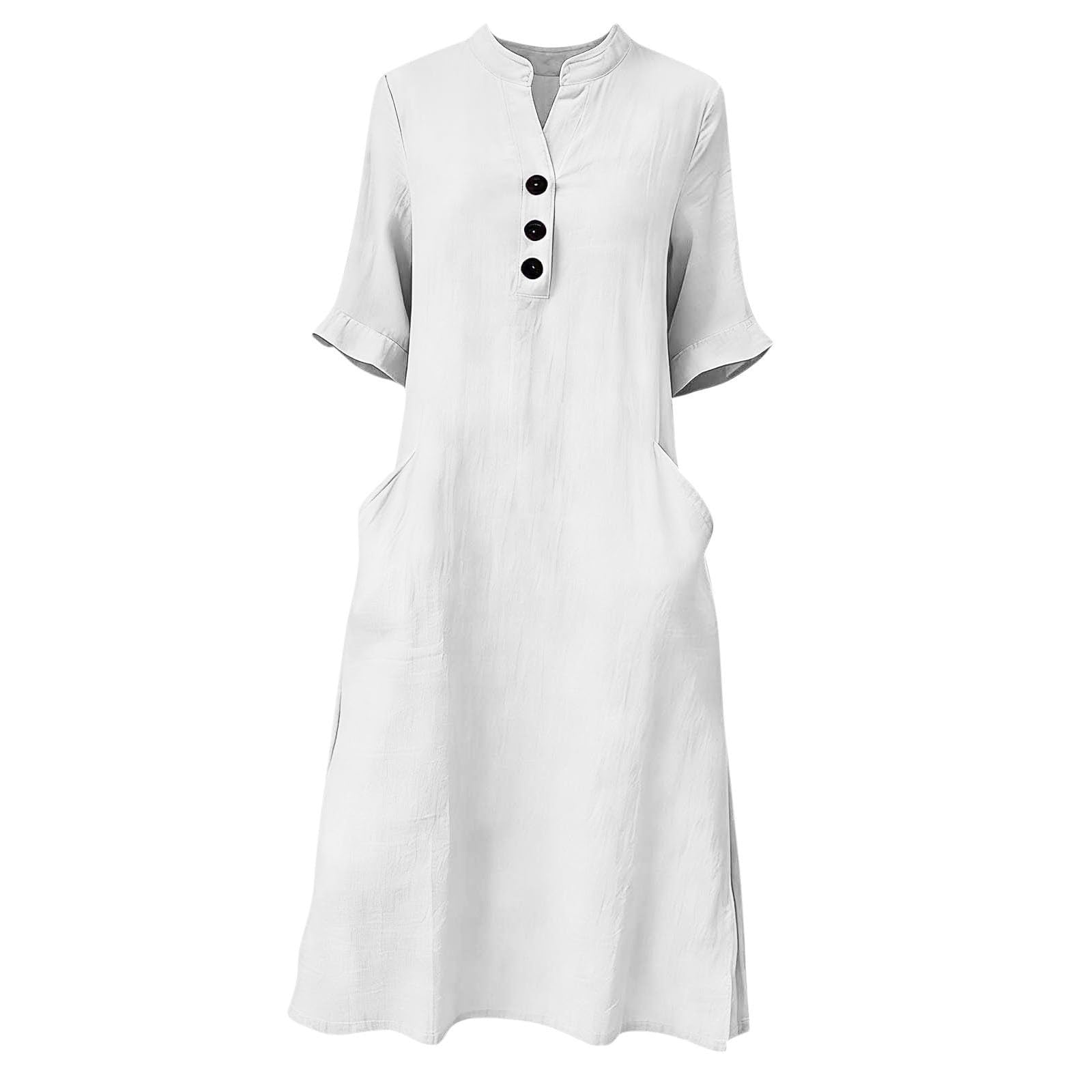 Casual Lino Tee Shirt Abiti per le Donne Estate 2026 Vacanza Solido Abiti Da Sole Manica Corta Spiaggia Primavera Tshirt Dress Wedding Guest Sere Party Sundresses Insegnante