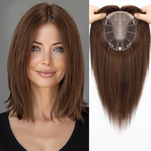 Topart Large MONO Top Hair Toppers for Women Remy Human