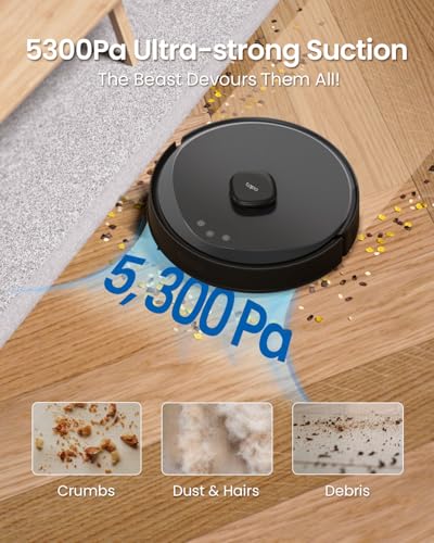 Tapo RV30 Max Plus 5300Pa Robot Vacuum Cleaner with Mop, LiDAR+IMU Dual Navigation, 5300Pa Hyper Suction, Auto-Empty, Robot Hoover, Auto-Charging Robotic Vacuums, Alexa & Google - Image 4