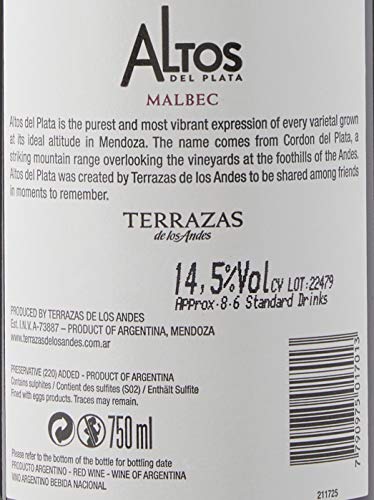 Terrazas de los Andes Vinho Altos Del Plata Malbec 750Ml