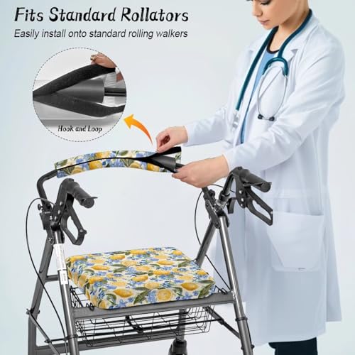 Image of Lemon Adjustable Rollator Seat Covers, Soft Walker Backrest and Seat Covers, Universal Accessories for Seniors Women Men