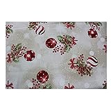 Fabricado en España. Acomoda Textil - Tela por Metros Estampado Navidad, Loneta Estampada para Tapizar, Manualidades y Forrar, 280 CM Ancho. (Bolas Beige, 2m)