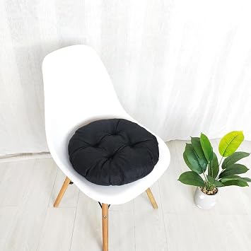 Round Chair Seat Cushion for Dining Office Chairs,16"/18"/20" Solid Color Floor Seat Cushion Car Seat Cushion Soft Floor Seating Cushion Pillow for Living Room Bedroom Black,16"x16"x3.5"