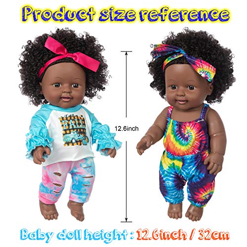 Muñeca Bebé Negra Realista 12 Pulgadas con Ropa miniatura 2