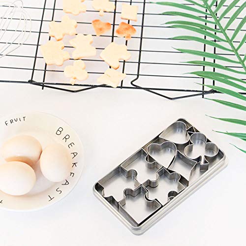 Surgehai Cookie Cutters Set, 8Pcs Poker & Puzzle Shapes Stainless Steel Metal Biscuit Molds Mini Cutters For Kitchen Baking #TOP4