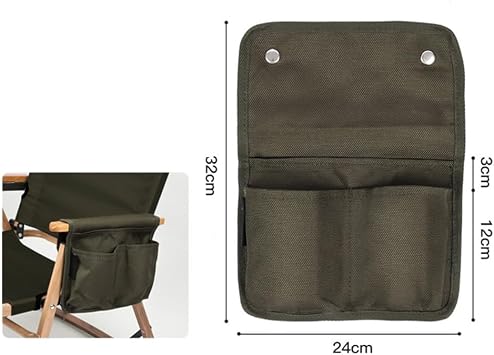 Camping Chair Armrest Side Storage Bag, 1200D Oxford Hanging Pouch With Buckle Straps, Double Layer Organizer For Phone Tools Snacks(green)