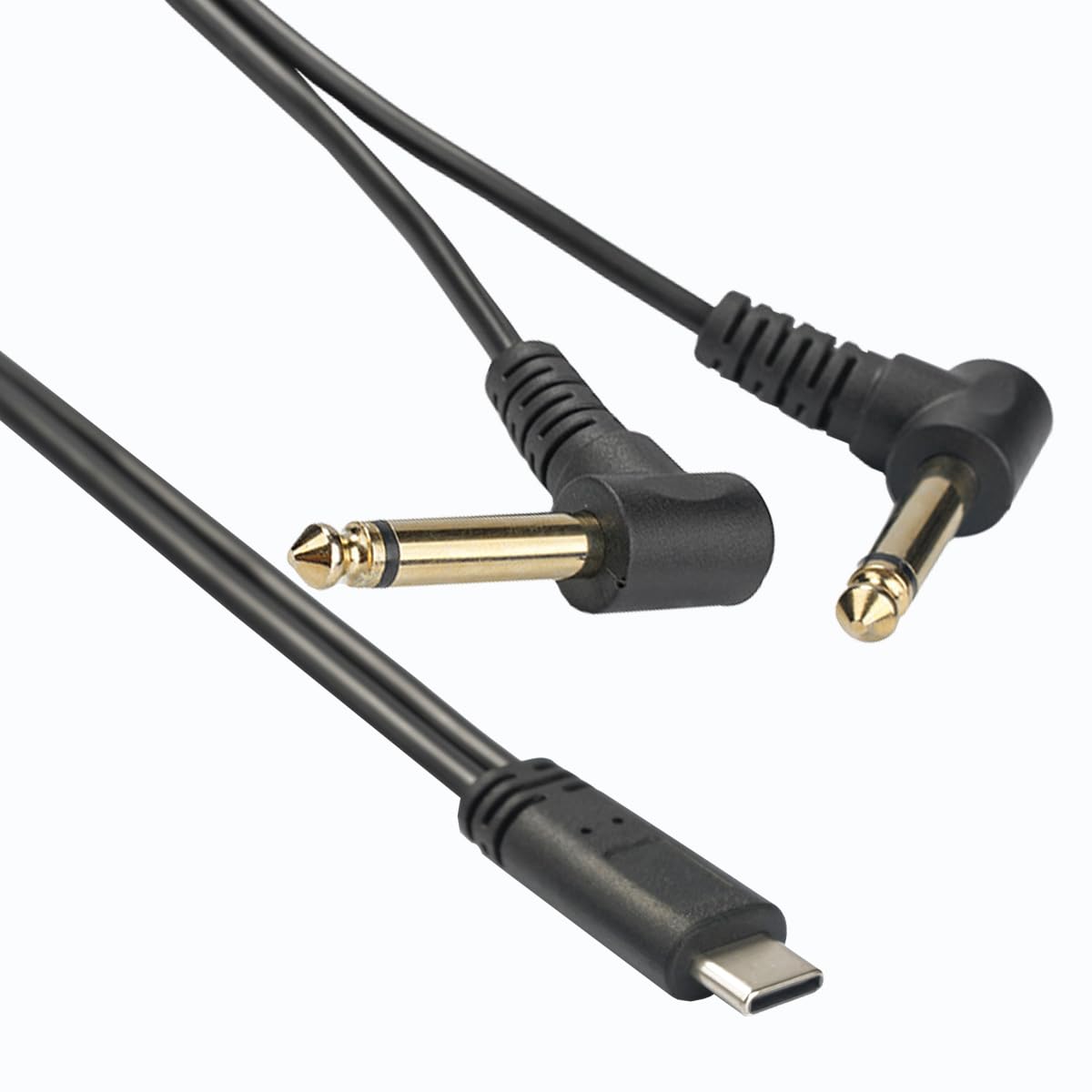 ZJKJHJY USB C to Dual Bends 6.35mm 1/4 inch TRS Stereo Audio Y Splitter Cable for Smartphone, Tablet, Laptop Link Amplifier, Mixing Console Mixer, Speaker,