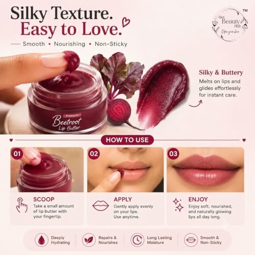 Image of Beetroot Organic Lip Butter | SPF 50 & SPF 30 | 12-Hour Soothing & Deep Moisture | Lip Brightening & Intense Hydration | 8g (Pack of 2)