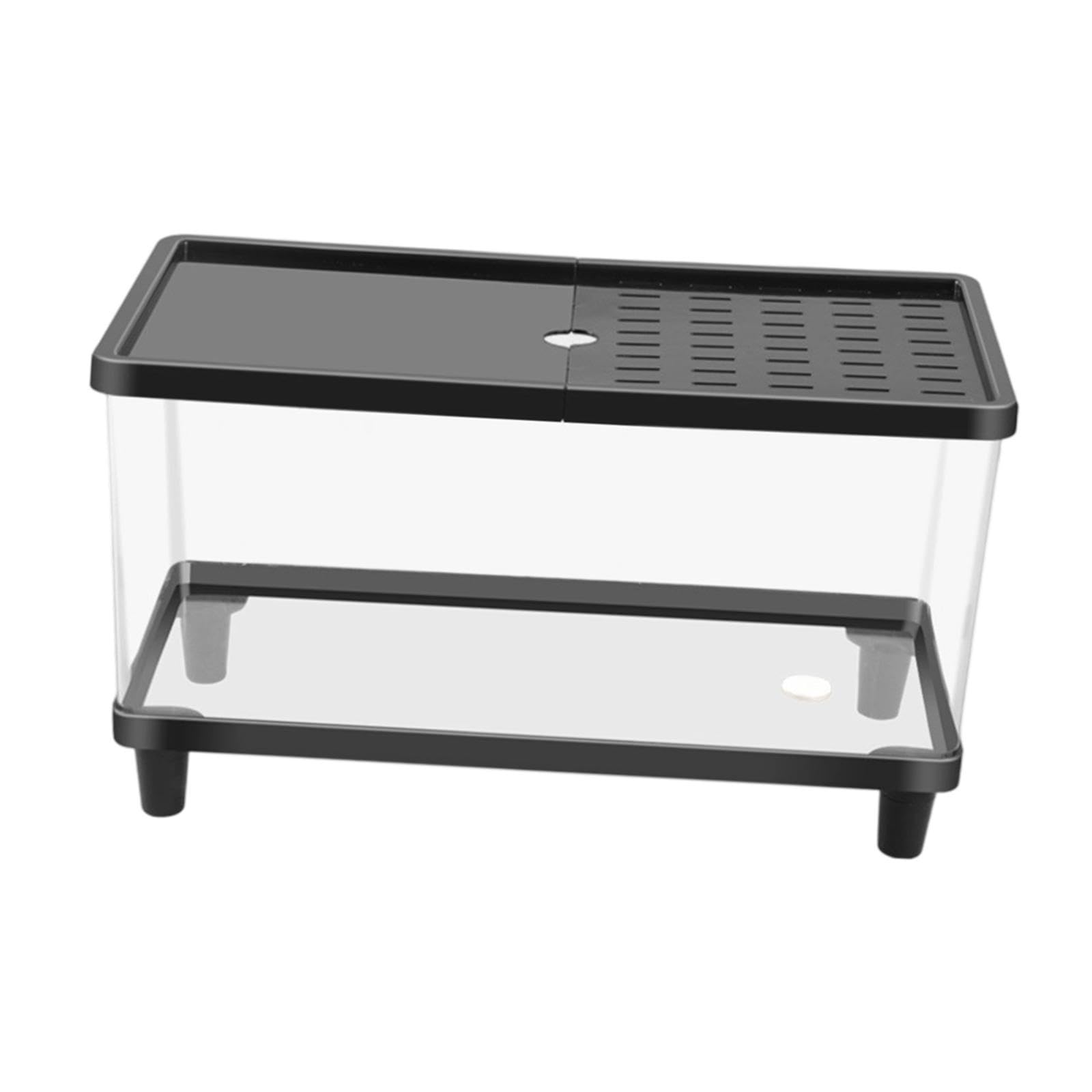 Mini Terrario con Ventilación, Tanque Pequeño para Ranas Y Serpientes, Negro, 40 Cm X 21.5 Cm X 23