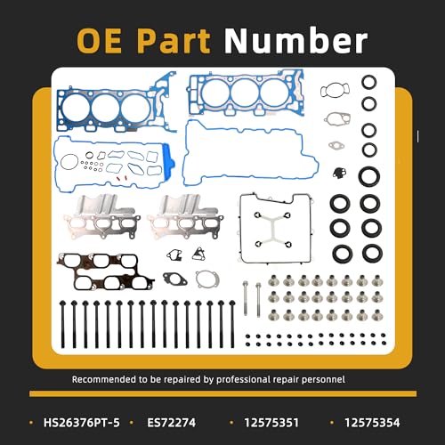 Image of Head Gasket Set with Bolts, 3.6L fits for Buick Enclave, fits for Chevy Traverse, fits for GMC Arcadia, fits for Saturn Outlook 3.6L V6 DOHC 24v 2009-2016#HS26376PT-5, ES72274(110pcs)
