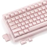 HITIME XVX Keycaps, Cute Pink Crystal Jelly Keycaps 75 65 60 100 Percent, Custom Side Printed Key caps for ANSI/ISO Layout 61/68/84/87/98/104 Gaming Mechanical Keyboard, OEM Profile 136 Keys