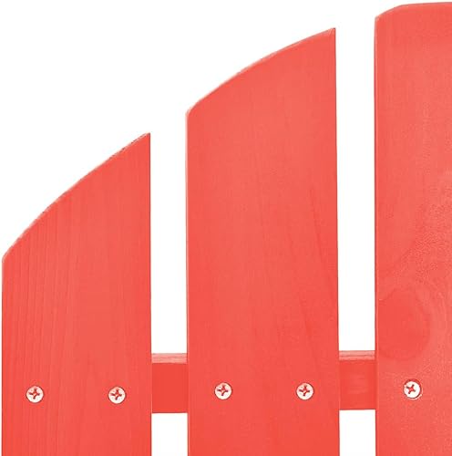Miniatura 7 de Red Adirondack Outdoor Chair 58.1x27.6x34.8 in Solid Fir Wood Lounge with Detachable Ottoman, Garden Patio Porch Balcony Seating, Folding-Like Flat