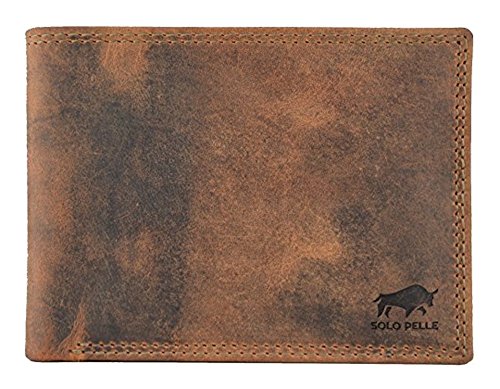 Solo Pelle Herren Leder I Portmonee I Geldbörse Geldbeutel aus echt Leder I Querformat Paris (kein Kleingeldgeldfach im Portemonnaie) Oreo Braun inkl. Geschenkverpackung