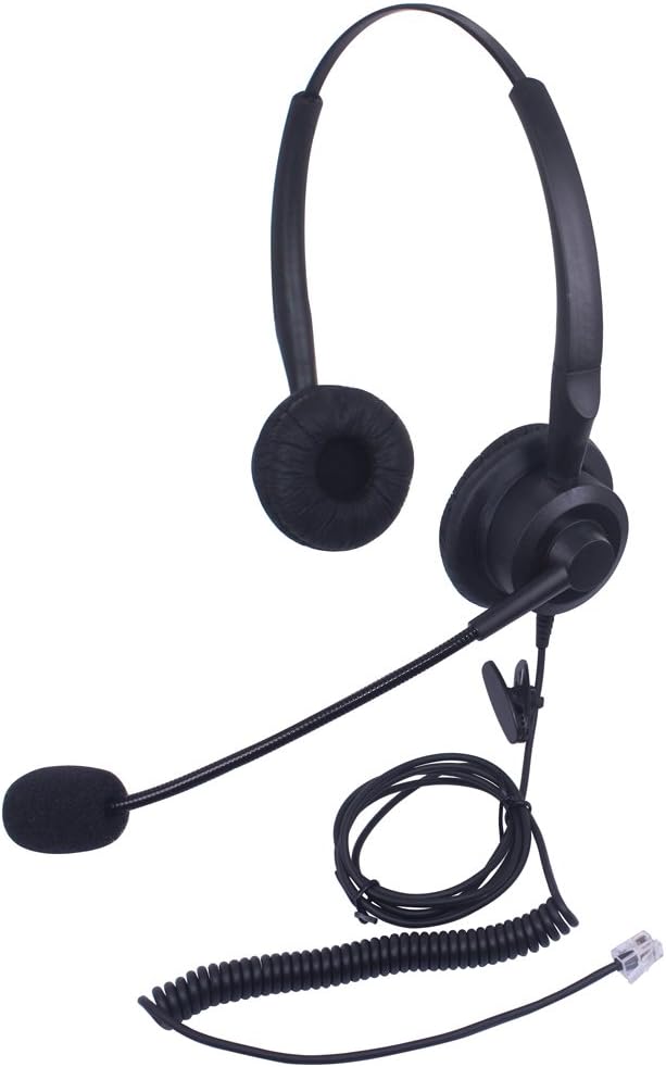 Xintronics Telephone Headset RJ11 Dual with Noise Cancelling Mic for Avaya Mitel Polycom Plantronics Nortel Norstar Meridian Adtran Gigaset InterTel MiVoice Packet8 Toshiba Landline Phones(X20A2)