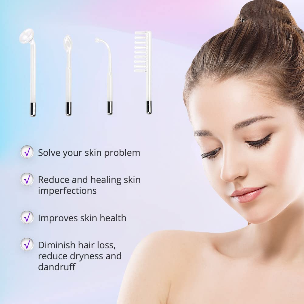 Sextupole High Frequency Facial Wand, Portable Handheld High Frequency Facial Machine for Skin Tightening with 4 Different Tubes, USA Stocked (Purple) : Beauty & Personal Care