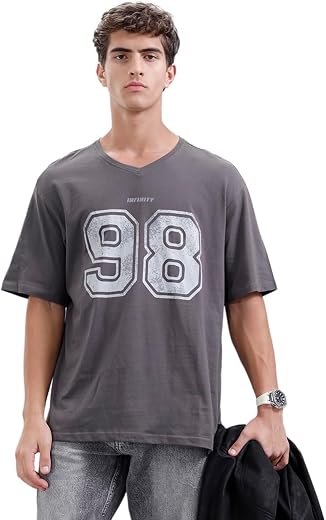WROGN Men's 100% Cotton T-Shirt | Graphic Print | Oversized Fit