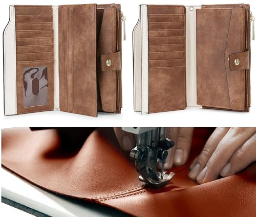 Image of YALUXE Women's Real Leather Wallet RFID Protect 21 Card Slots Phone Pocket