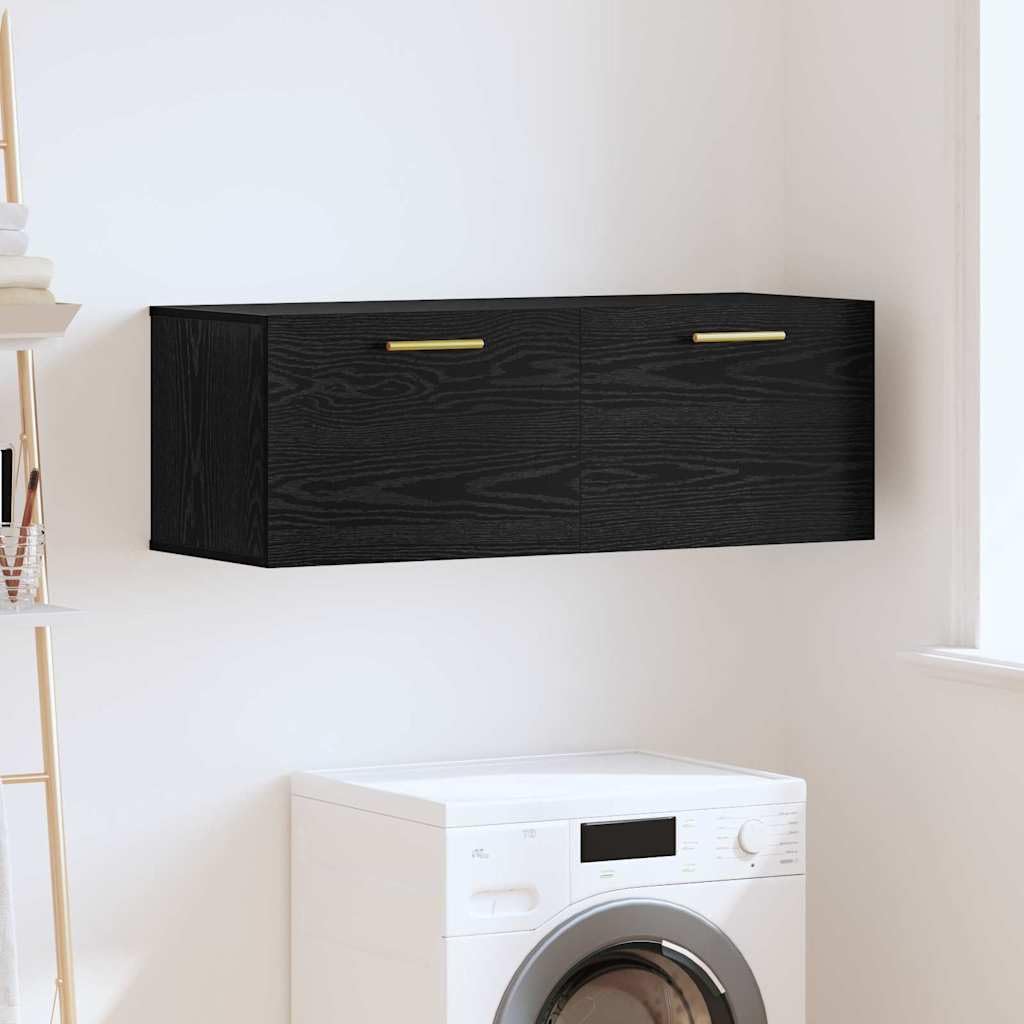 Étagère murale avec porte en chêne noir pour sublimer votre couloir et salon
