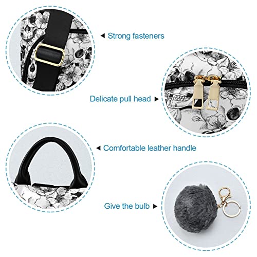 Image of Fustylead Backpack Purse for Women Fashion Ladies Shoulder Bags Large Travel Bag (Skulls and Cherry Flowers)