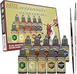The Army Painter Speedpaint Starter Paint Set Pinsel-Kombination, 10 Flaschen ungiftige 18ml Acrylfarben inklusive 2 Malpinsel für Minifiguren und Miniaturmodellmalerei (Speedpaint Brush Combo)