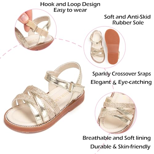 Image of PHIRAMIN Toddler Girl Sandals - Flower Girl Dress Shoes Open Toe Little Kid Wedding Party