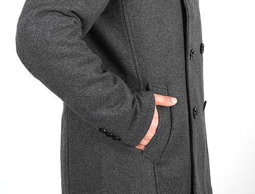 Image of chouyatou Men's Classic Notched Collar Double Breasted Wool Blend Pea Coat