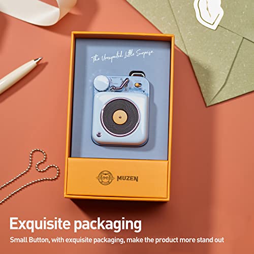 Image of Muzen Mini Bluetooth Speaker, Button Small Cute Portable Metal Retro Wireless Speaker with Loud Volume Great Sound and Portable Lanyard & Gift Bag for Office Classic Vintage Decor