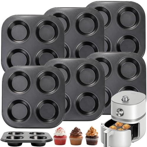 Acshio 6 Pack Air Fryer Muffin Pan, 4 Cup Non-Stick