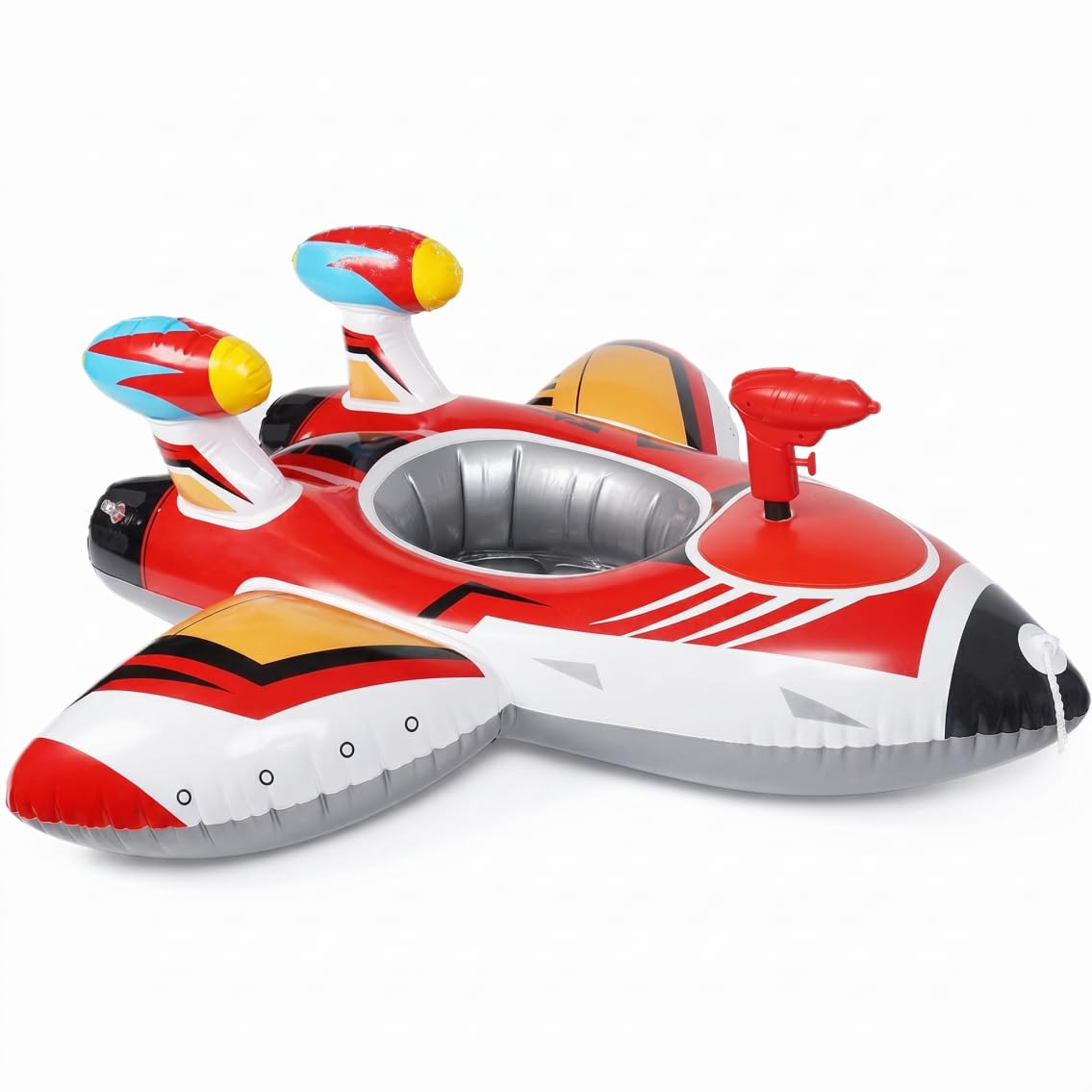 Bouée pour Enfants avec Pistolet à Eau, Jouet Gonflable Voiture Piscine 1-6 Ans, Rouge
