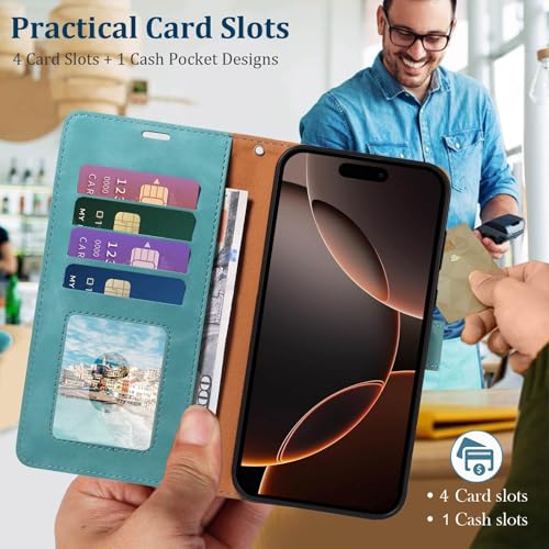 Étui en cuir iPhone 16 Pro Max vert finition premium antichoc - 2