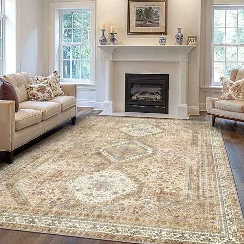 GENIMO 3x5 Vintage Area Rug, Machine Washable, Non Slip & Low Pile Lightweight for Living Room, Entryway, Bedroom, Kitchen