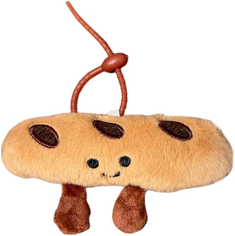 Cute Happy Smiling Bread Croissant Baguette Keychain Lucky Good Luck Positive Energy Key Chain Ring Bag Pendant