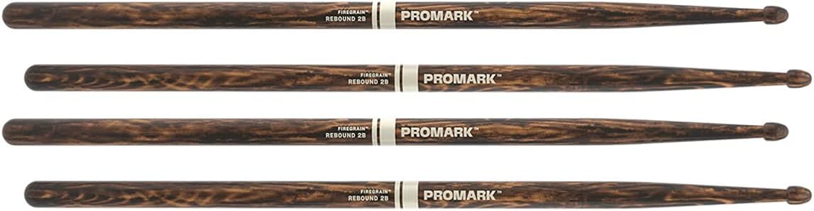 Promark 2B Drumsticks FireGrain Rebound Acorn Tip Drum Sticks (2 Pack)