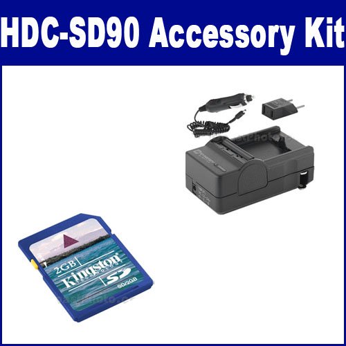 Synergy Digital Camcorder Accessory Kit, Compatible with Panasonic HDC-SD90 Camcorder - Kit includes: SDM-1529 Charger, KSD2GB Memory Card