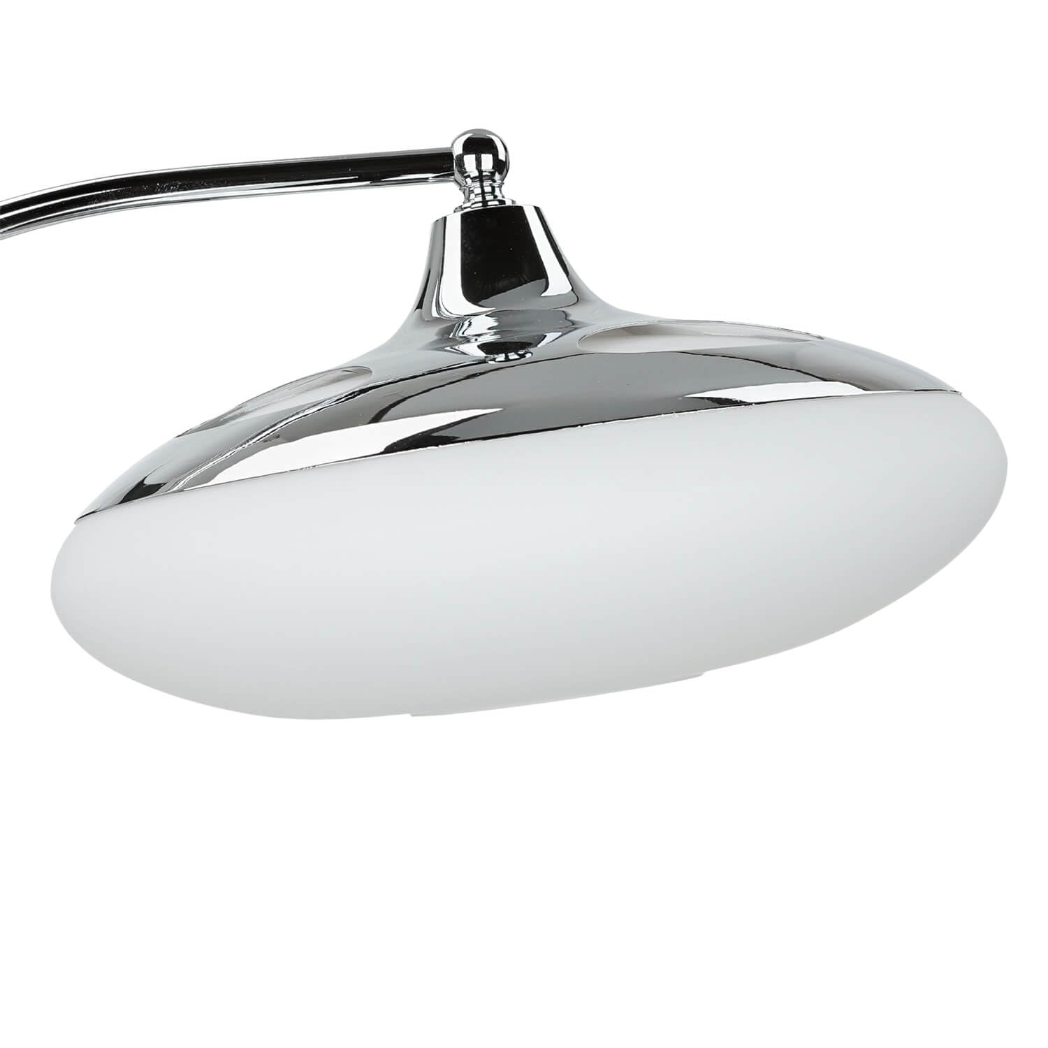 Licht-Erlebnisse Tischleuchte Design Chrom Glasschirm rund H: 45cm Schlafzimmer Büro E27 Tischlampe Schreibtisch Beleuchtung Kabel Stecker