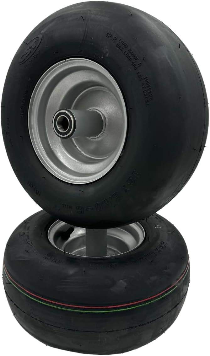 Set of 2-13x6.50-6 Smooth Silver Wheel - Compatible with Hustler Part 604717