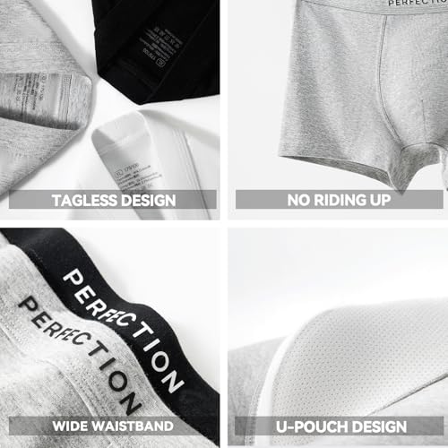 Verdancy Men's 40S Cotton Boxer Briefs Trunks Soft Underwear Shorts Breathable No Side Seams Stretchable Waistband Multipack2