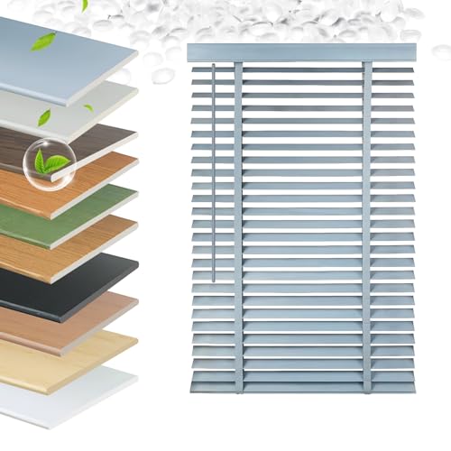 Faux Wood Blinds 2 Inch Cordless, Room Darkening Mini Venetian Horizontal Blinds & Shades for Indoor Windows, Office, Living Room, Bedroom, Multiple Colors