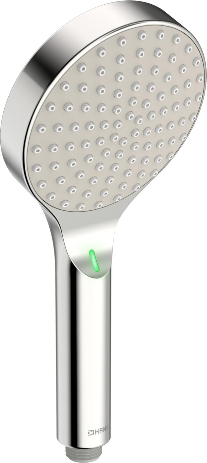 HANSA ACTIVEJET Digital Duschkopf 120mm | Bluetoothfähige Duschbrause mit digitaler Echtzeit LED Anzeige I Wassersparende Duschbrause mit Antikalk Technik I Brausekopf Dusche I G1/2 | Chrom