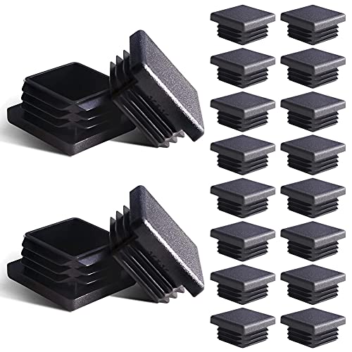 Image of 20Pack 1 inch x 2 inch Black Square Tubing for Plastic Plugs Anti Slip Chair Leg Caps Pipe Tubing End Cap Durable Chair Glide. (1 /2 Square Plug)