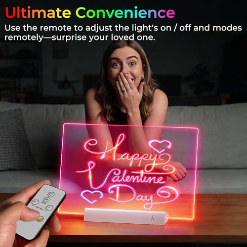 Bawaslom LED Drawing Board with Remote Control,Rechargeable Glow Doodle Light Up Drawing Tablet,9 Colors & 2 Modes Dry Erase Neon Led Note Board for Decor & Message,Birthday Graduation Gift,White by Bawaslom - Image 2