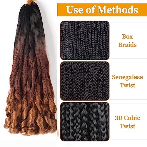 French Curly Braiding Hair 22 Inch 8Pack/lot Loose Wavy Spiral Curl Braids Crochet Hair Deep Wave Synthetic Extensions Pre Stretched Bouncy Braiding Hair(1B/33/30) - Image 3