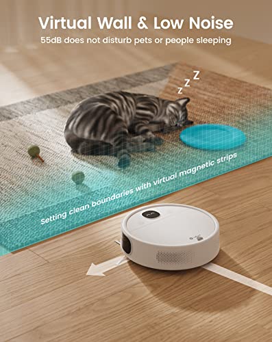 Lefant P1 Robot Vacuum Cleaner With Pet Camera, 9.8" Diameter Small Body, 5500Pa Strong Suction, 230 Mins Runtime, Boundary Strips Included, Ideal For Pet Hair Hard Floor And Carpet #TOP4