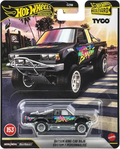 Image of Hot Wheels Datsun King CAB Baja Custom Boulevard Vehicle, 1 Premium 1:64 Scale Sports Car, Full Metal Body Construction & Real Riders Tires, Toy for Collectors & Car Enthusiasts | Premium Sports Car, Full Metal Body Construction, Real Riders Tires, For Collectors & Car Enthusiasts