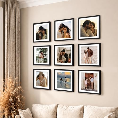 Image of Art Street Premium Photo Frame for living room, Classic Aesthetic Design Photo Frames for Photograph, Art Work, Kids Room Set of 9 (12x12 Inch, Black)