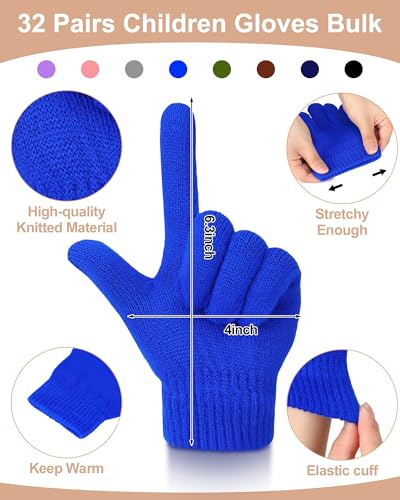 Image of JaGely 64 Pcs Kids Hats and Gloves Bulk Winter Beanies Hat Gloves for Toddler Boys Girls School Donation Wholesale