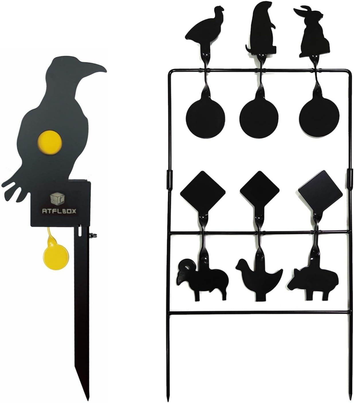 Atflbox Metal Eagle Reset Target and nimal Silhouette Heavy Metal Spinning Target and Spinner Target(Black), Rated for .177 .20 Caliber