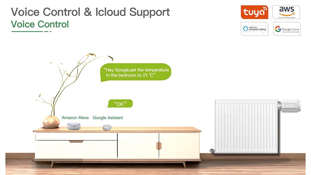 Smart Zigbee Termostatyczna głowica zaworu grzejnika, programowalny termostat, grzejnik temperatury, TRV, Alexa, sterowanie głosem