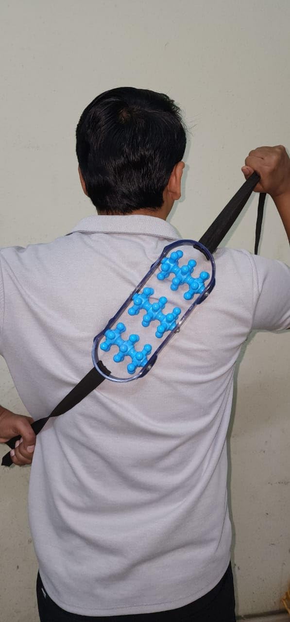 Manual Acupressure Back,Hip And Thigh Massager Trigger Point Roller Self Belt For Pain Relief 54 Fingers As Massage Point Suitable For Legs Waist Back And Shoulder Relaxer, Blue